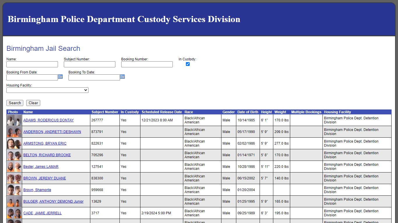 Birmingham Jail Search